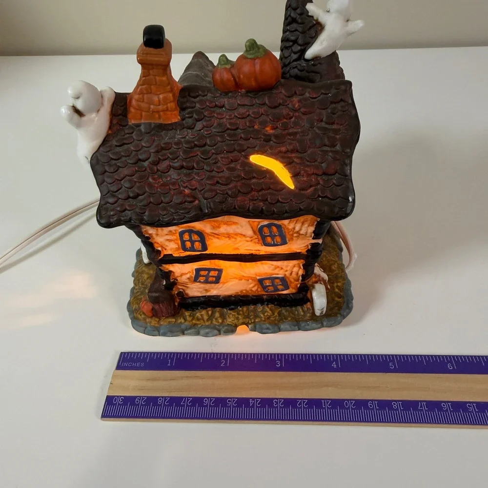 Spooky Hollow Lighted Vampire House Porcelain Village Halloween Decoration Haunt
